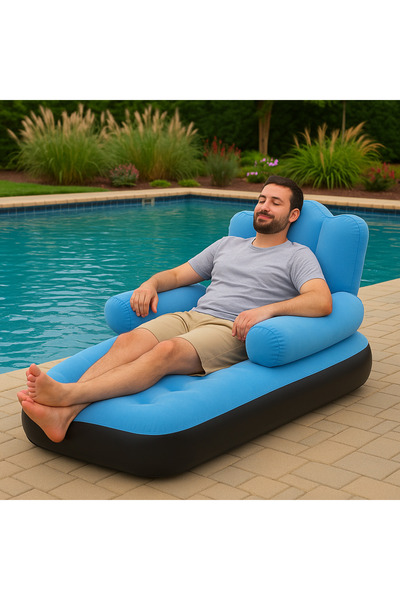 Blasko 2-in-1 Inflatable Armchair with Pump Included – Sofa & Foldable Lounger, Velvety