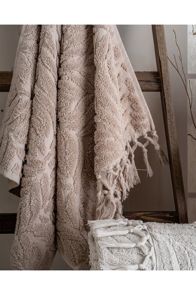 Hazangülü Buldan Üretim Dowry Luxury Jacquard Merlin 4-Piece Hand/Face Towel I 50X90