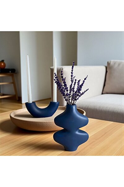 Porselian Bohem Tarz 2’li Holezon Lacivert Mumluk Seti | Kelebek ve U Formlu ...