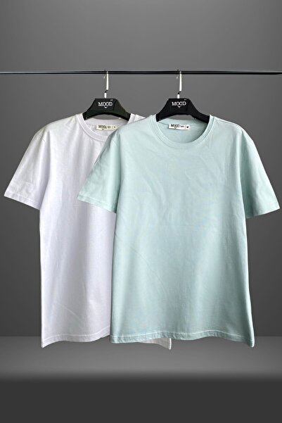 Mood Lab Unisex dvodelna bela majica bez uzorka, 100% pamuk