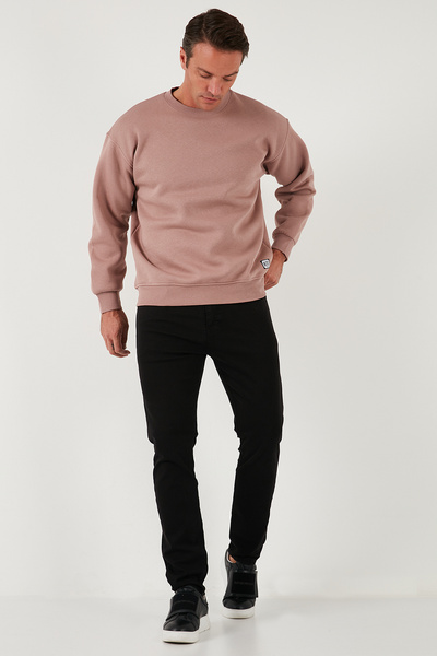 Buratti Sweat pentru bărbați, cu croială obișnuită, cu gâtul rotund, din bumbac, cu blană în interior 5905255