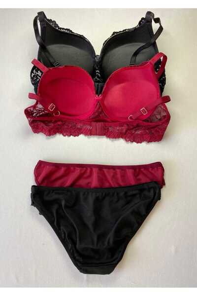 FNC design Women's Padded Supported Underwire (Wired) Lace Bra Set