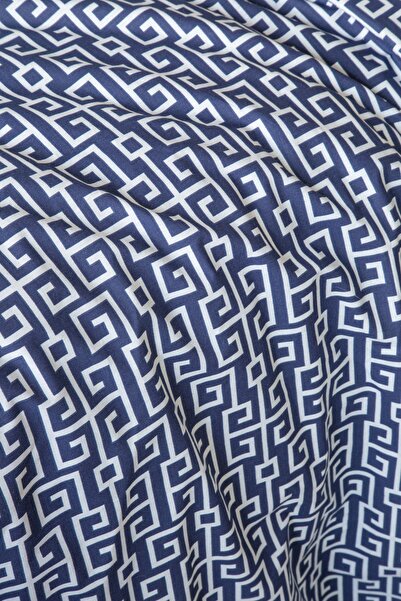 Leruum London Blue Double Sheet Set - 100% Cotton, Elastic Sheet (160x200) and 2 Pillowcases (50x70)