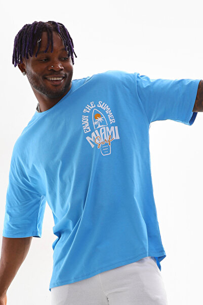 Mood Lab Ανδρικό κοντομάνικο μπλουζάκι Miami με στάμπα Oversize Fit 100% βαμβάκι