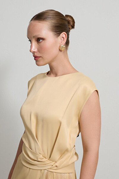 Setre Αμπελώνιο φόρεμα με φούντα και λεπτομέρεια μέσης, αμάνικο