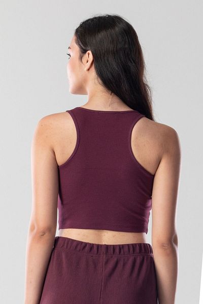 Mood Lab Halter Neck Tank Crop Slogan Printed Cotton Ribbed Knitted Camisole Lycra Top