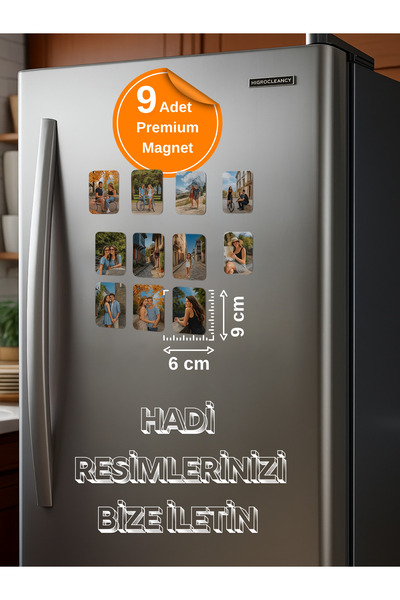 Renk Xpress 9 Adet Kendi Fotoğrafınla Magnet Tasarla - Premium Kalite - 6x9cm
