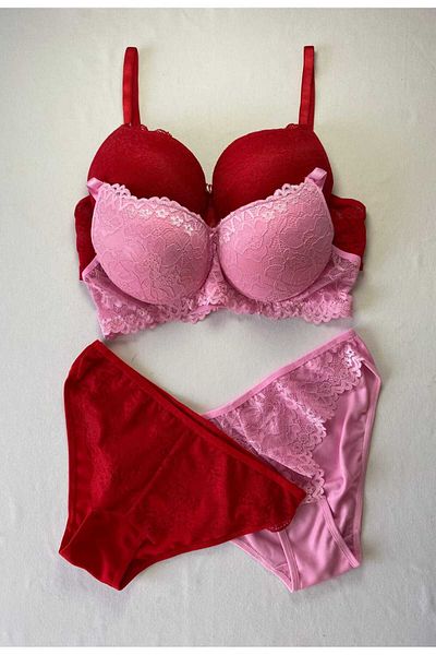 FNC design Women's Padded Supported Underwire (Wired) Lace Bra Set