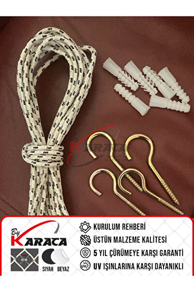 KARACAFİLE Kedi Güvenlik Filesi 1.5x3 Metre - Siyah Renk, 2mm Ip Kalınlığı, 4x4 Cm Gözenek Montaj Aparatları