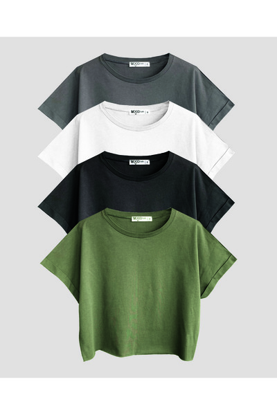 Mood Lab Tricou tricotat Crop Crew Deck Îmbrăcăminte sport Pachet 4