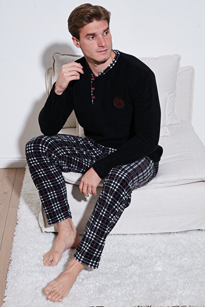 Buratti Σετ πιτζάμες με χειμερινή μαλακή υφή Fleece Regular Fit Crew Neck Ανδρικό ΣΕΤ ΠΙΤΖΑΜΑ 6096