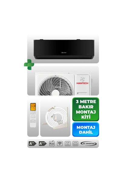 HANTECH H Pro Siyah 12.000 BTU/h Split Klima (Montaj Dahil)