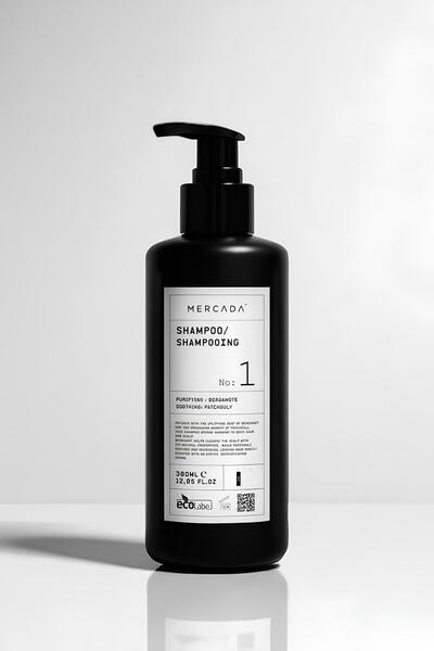 Mercada Black No1 Purifying and Soothing Shampoo 380 ml – Bergamot and Patchuli Extract Shampoo