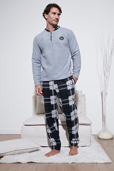 Buratti Σετ πιτζάμες με χειμερινή μαλακή υφή Fleece Regular Fit Crew Neck Ανδρικό ΣΕΤ ΠΙΤΖΑΜΑ 6096