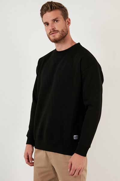 Buratti Sweat pentru bărbați, cu croială obișnuită, cu gâtul rotund, din bumbac, cu blană în interior 5905255