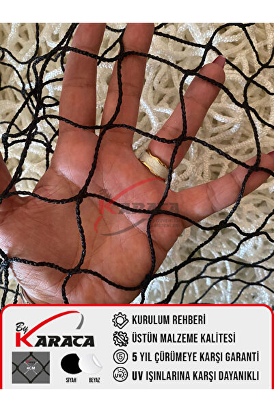 KARACAFİLE Kedi Güvenlik Filesi 1.5x3 Metre - Siyah Renk, 2mm Ip Kalınlığı, 4x4 Cm Gözenek Montaj Aparatları