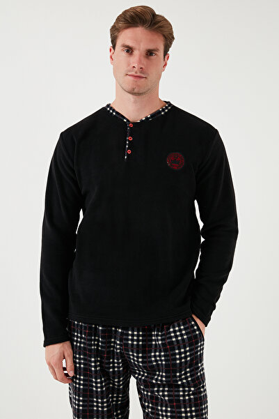 Buratti Σετ πιτζάμες με χειμερινή μαλακή υφή Fleece Regular Fit Crew Neck Ανδρικό ΣΕΤ ΠΙΤΖΑΜΑ 6096