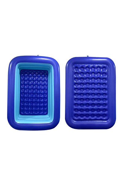 Blasko Family Fun Rectangular Inflatable Pool 180x140x56 cm – Marine Theme, Soft Floor