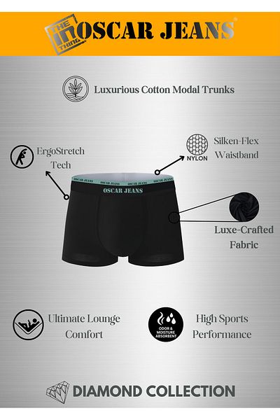 OSCAR JEANS Diamond Collection Cotton Modal Men's Underwear Boxer Trunks Luxurious Ultrasoft Breathable