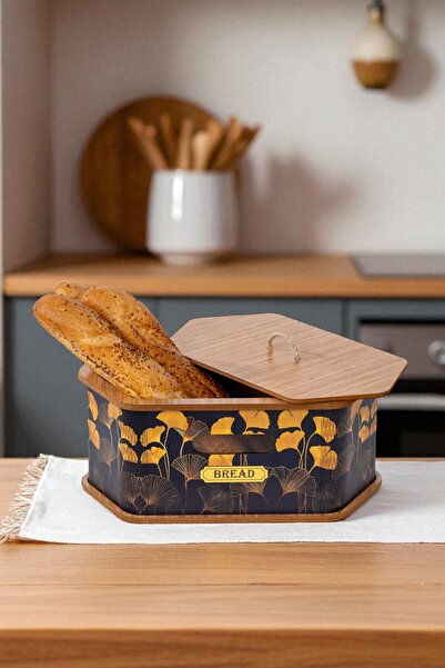 Ecolux Hexagonal Flower Patterned Natural Wooden Bread Box - Large Size Luxury Bread Box Hexagonal