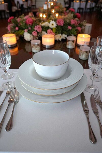 IKEA 24 Parça 6 Kişilik  Yaldızlı  OFANTLIGT Yemek Takımı