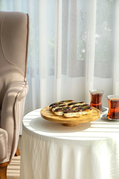 AVANTAGE HOME Arven - Bamboo Footed Serving Plate Fruit Cookie Cake Pastry De...