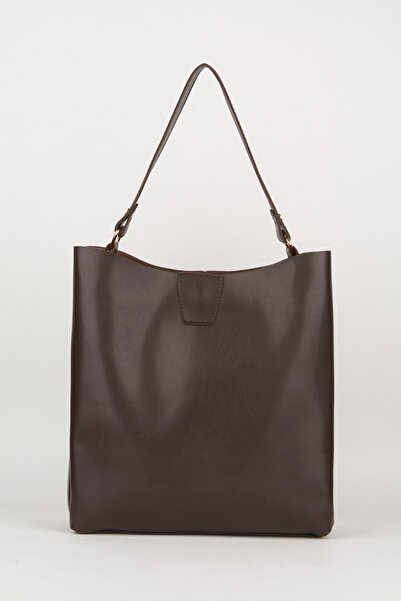 Çanta Park Women's Bitter Brown Soft Cut Leather 3 Compartment Zipper and Snap Closure Handbag and Shoulder Bag