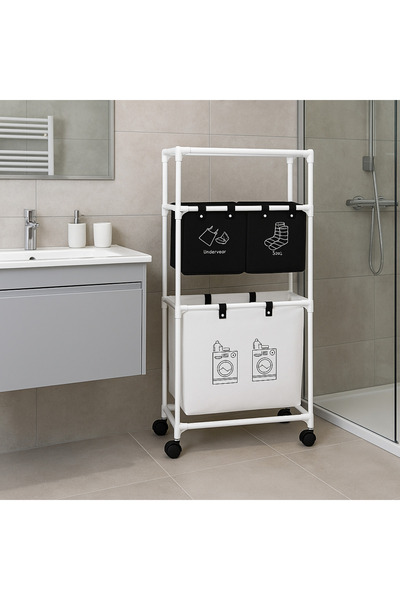 Blasko Raft Depozitare Haine Flippy 3 Cosuri – Inox Alb, Organizare Modernă