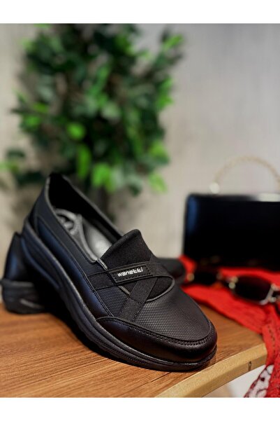 Wanetti أحذية نسائية سوداء يومية لتقويم العظام