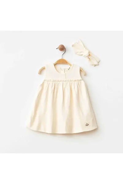 ESLENZA Banded Ruffle Dress Ecru