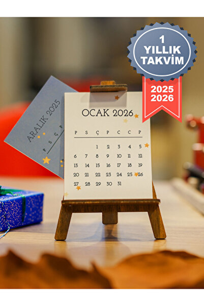 Panorama Ajans Mini Ahşap Şövale 1 Yıllık 2026 Masaüstü Takvim