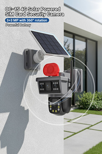 Opticam OC-15 4G Güneş Enerjili Sim Kartlı 4g 3+3 MP Solar Güvenlik Kamerası,...
