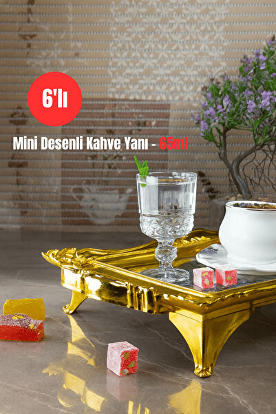 Maloria 6'lı Maiorca Ayaklı Mini Kahve Yanı Su Bardağı | 65ml Ayaklı Kahve Ya...