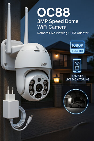 Opticam OC88 3MP SPEED DOME WIFI KAMERA UZAKTAN CANLI İZLEME + 1.5A Adaptör