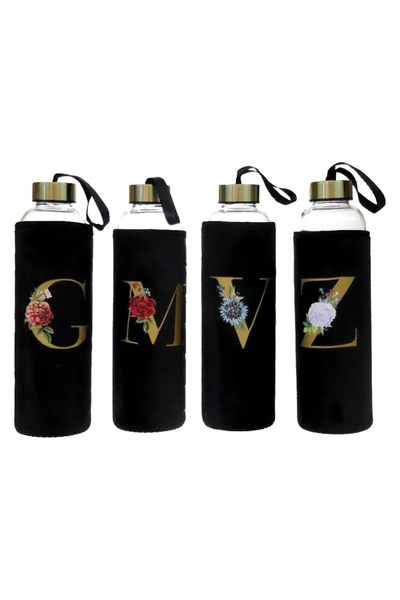Morza H2O Letter Glass Flask with Metal Lid Cover 600ml 1 Piece