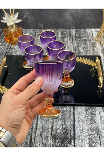 YzHome Set of 6 Glass Colored Gilded Coffee Water Glass Goblet Mug 75ml