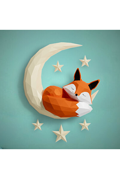 YSY AKROBAT Uyuyan Tilki 3D Duvar Dekoru 60x78cm | Bebek ve Çocuk Odası için Dekor | Kendin Yap Hobi