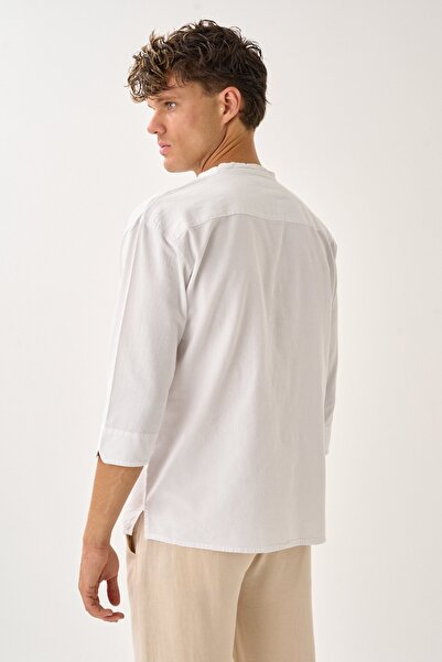 Dechers Ανδρικό πουκάμισο Fakir με λαιμόκοψη V με άνετο 100% βαμβακερό πουκάμισο E211