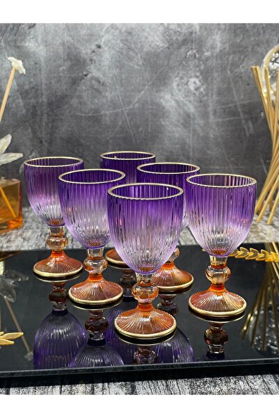 YzHome Set of 6 Glass Colored Gilded Coffee Water Glass Goblet Mug 75ml