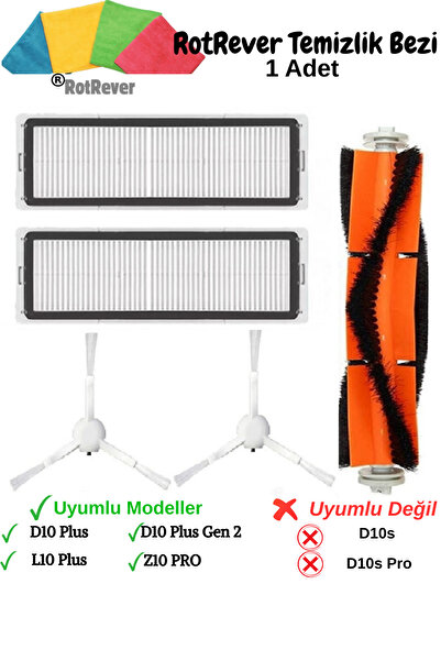 RotRever Dreame D10 Plus,D10 Plus Gen 2,L10 Plus,Z10 Pro Uyumlu Fırça,Hepa Fi...