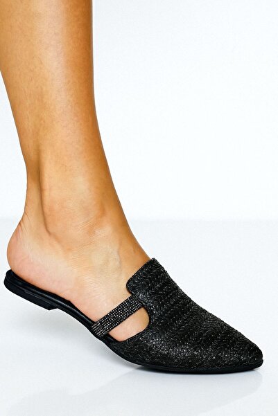 adelix Women's Stone Detailed Stylish Slippers Black