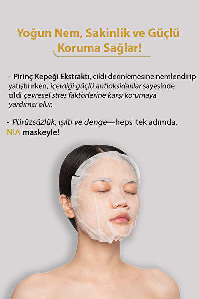 Shionle Pirinç Kepeği & Niasinamid Işıltısı ile Derinlemesine Besleme Sunan Nia Kore Kağıt Yüz Maskesi 10'lu