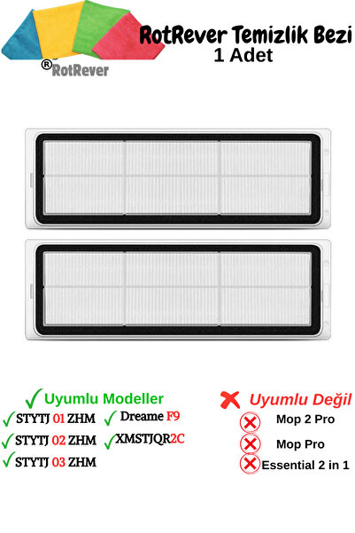 RotRever Xiaomi Vacuum Mop 1c, 2c, Dreama F9 compatibil cu 2 filtre Hepa, 1 set de înlocuire pentru cârpă RotRever - 3 bucăți