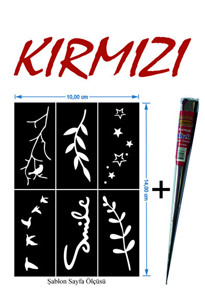 EYMEN ÇARŞI /Kına Kalıbı ve Kına/6 Farklı Desen Kına Şablonu ve Kırmızı Hint ...