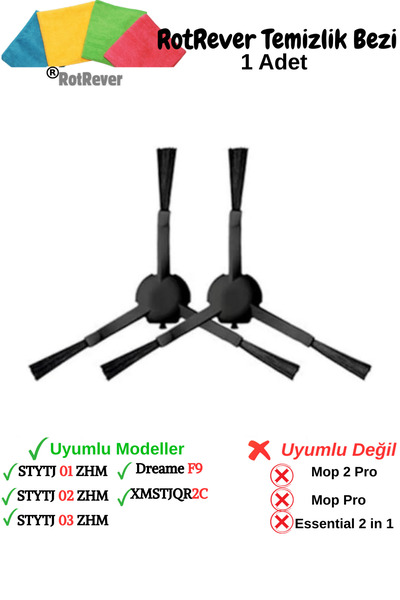 RotRever Xiaomi Vacuum Mop Pro 2+3D, Vacuum Mop 1C, 2C compatibil cu 2 perii laterale, 1 set de cârpe RotRever-3 bucăți