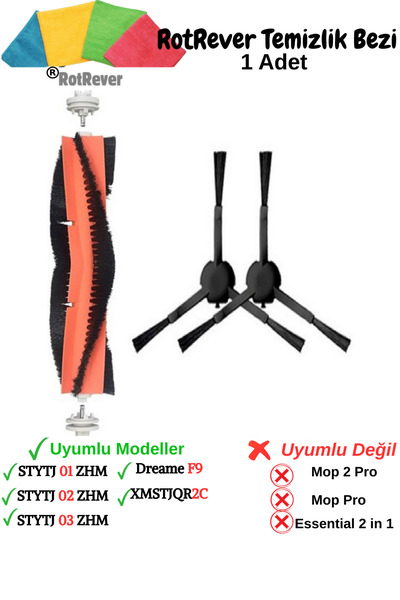 RotRever Perie compatibilă Xiaomi Vacuum Mop Pro 2+3D, Vacuum Mop 1C, 2C, filtru Hepa, set de înlocuire pentru cârpă RotRever - 4 bucăți