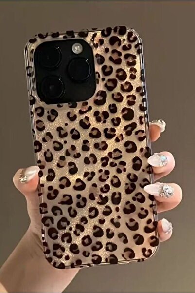 EDELFU iPhone 15 Pro için Aurora Leopar Desenli Parlak Yanları Şeffaf Telefon...