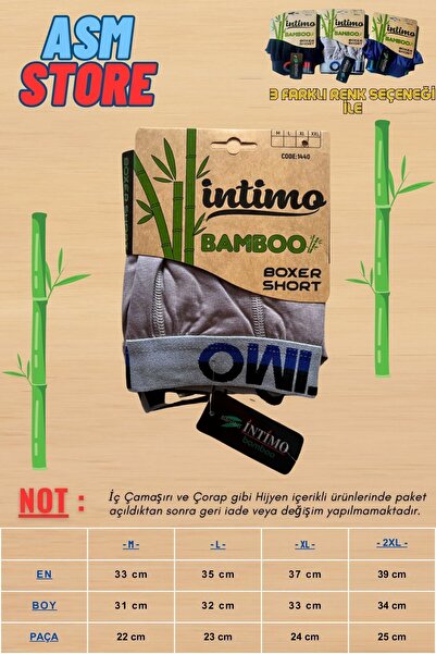 intimo Erkek Bambu Boxer - Antibakteriyel Özellikli Nefes Alan