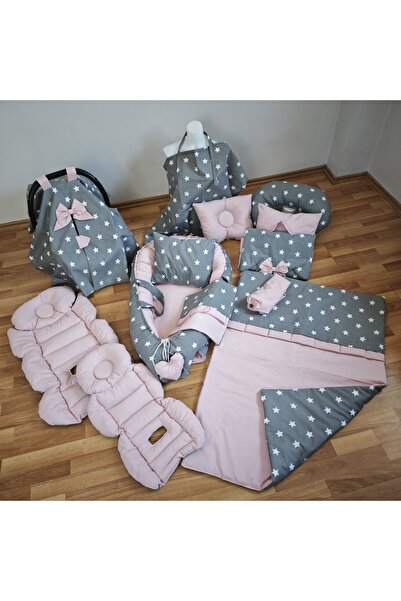 Koyu Yıldız Pudra Oval Yataklı 13 Parça Babynest Seti