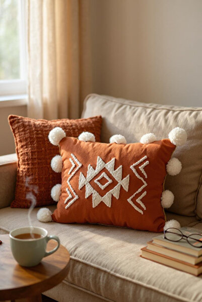 Zuviel Deco Handmade Ponponlu Punch Dekoratif Kırlent